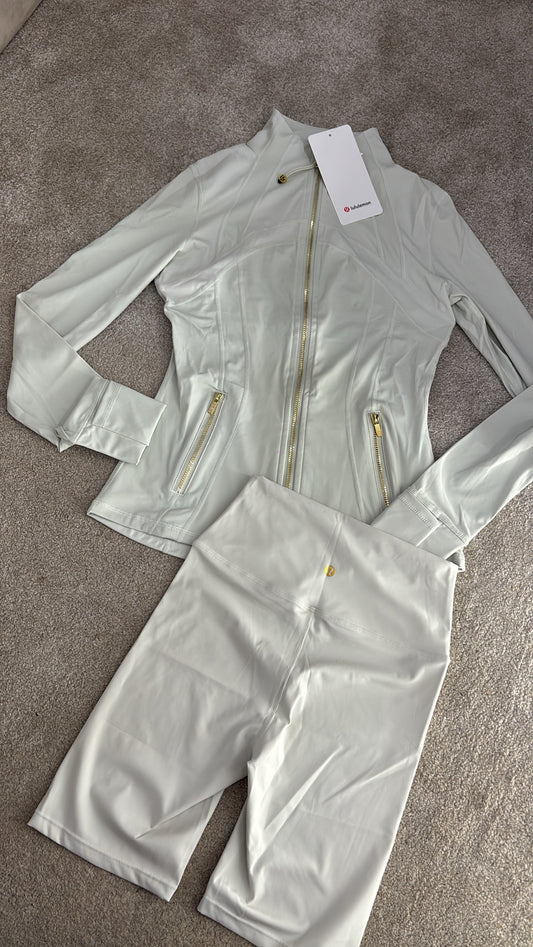 Cream and gold lulu short gym sets -Rg