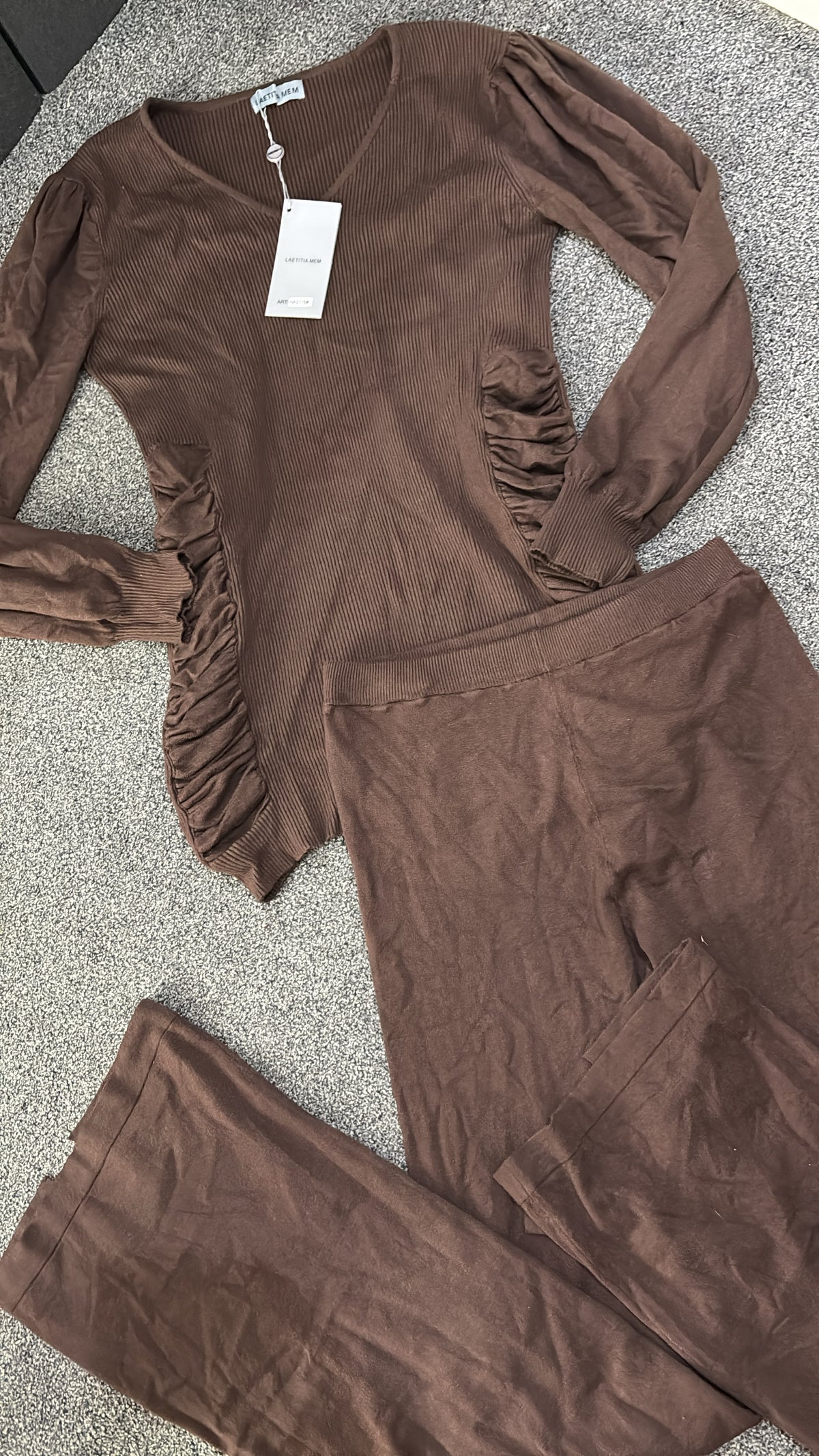 Brown top and leggings set / outfit size 8/12 one size -Rg