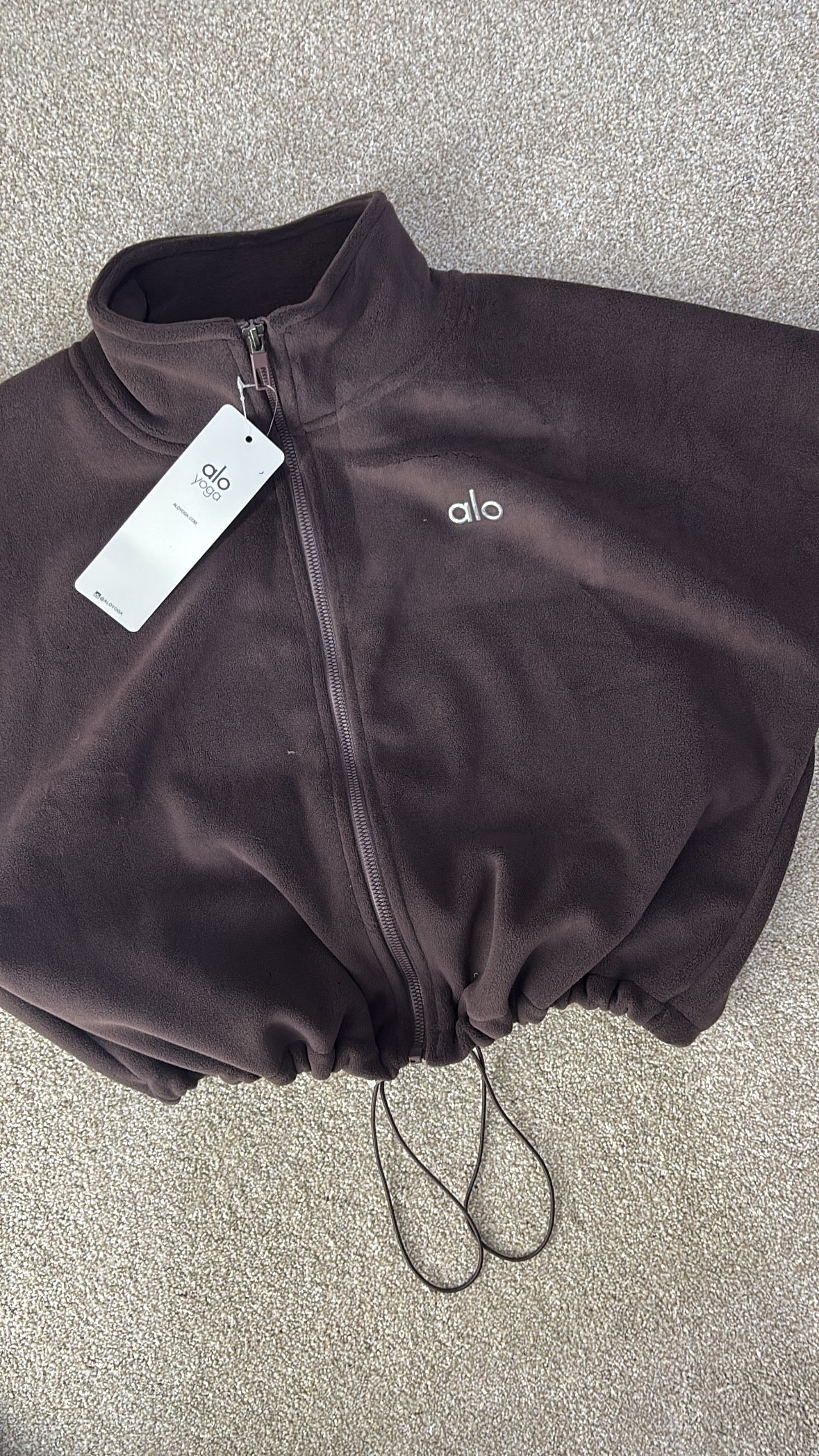 Brown fleece zip up jacket size S