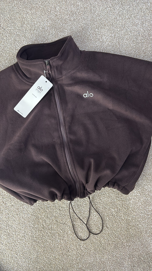 Brown fleece zip up jacket size S