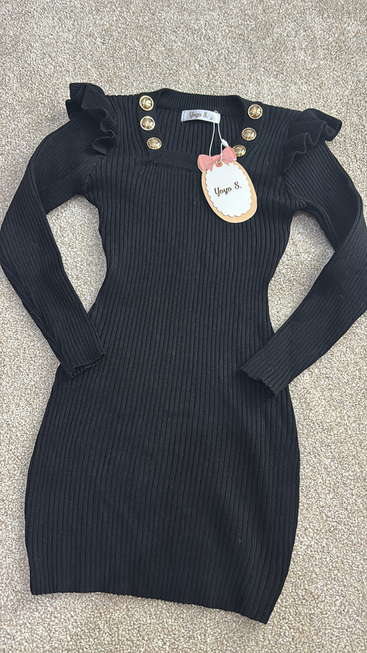 Black kids long sleeve dress age 4  -Rg