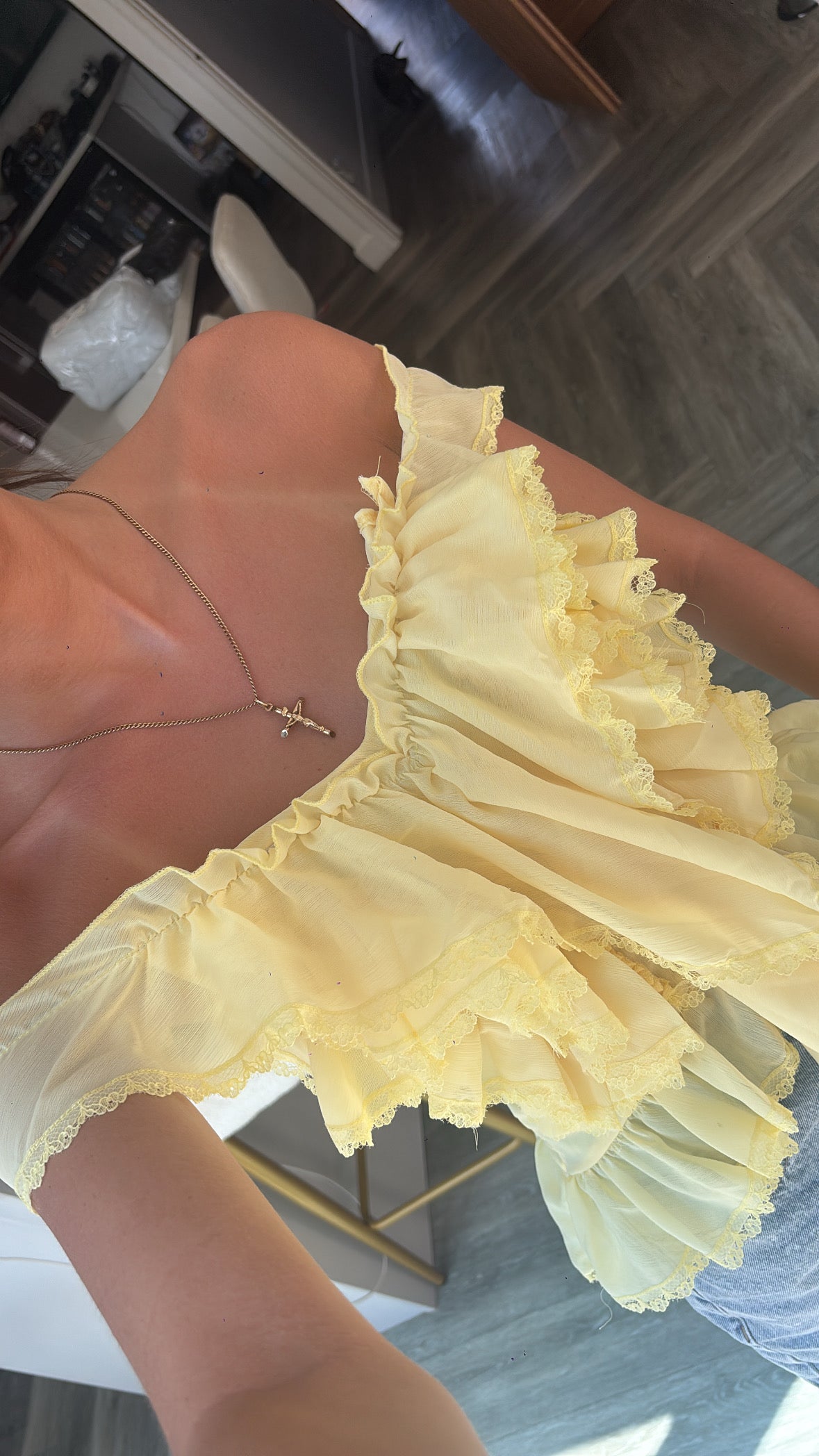 Baby yellow frill top size Small