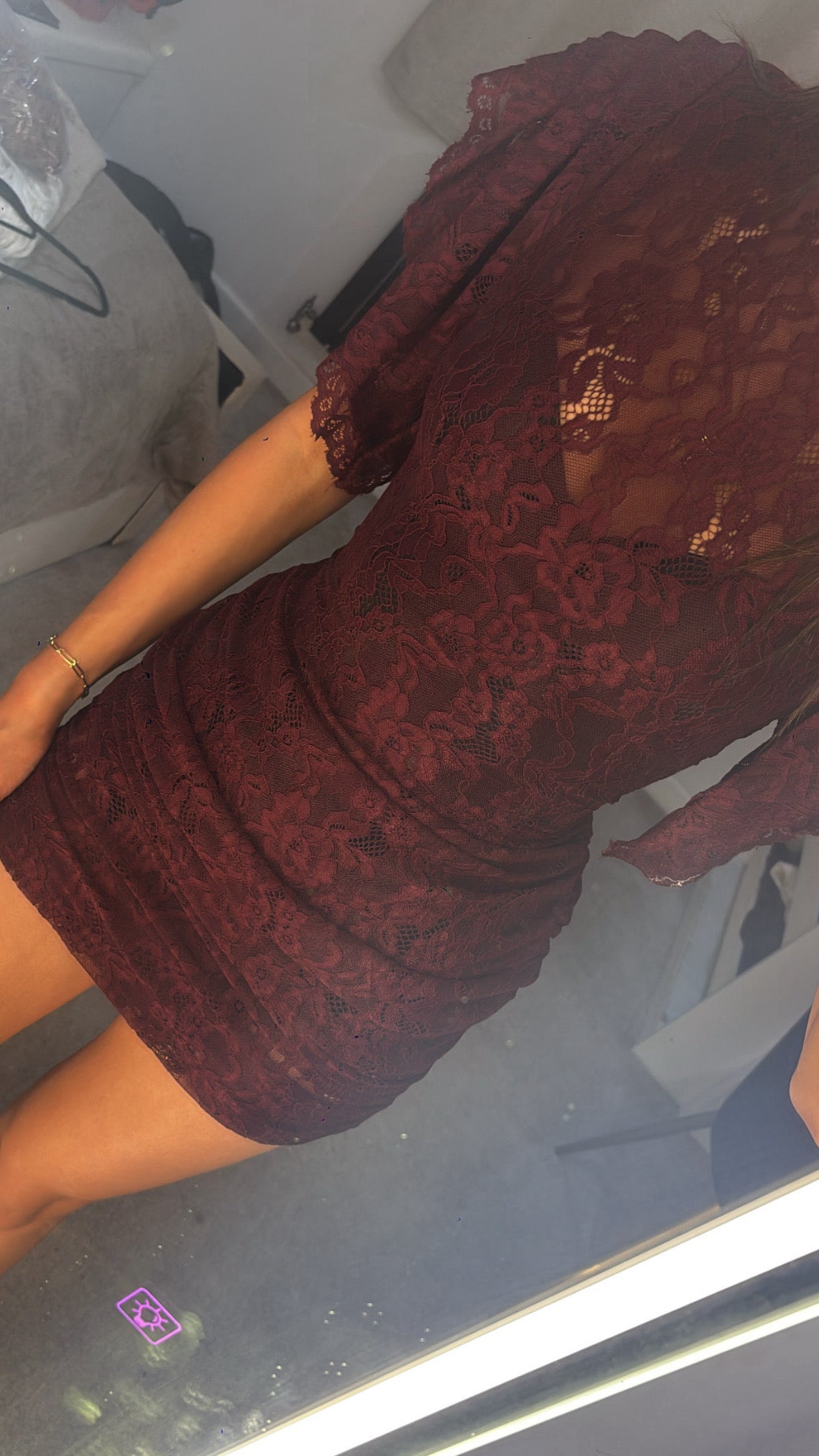 Burgandy lace mini dress