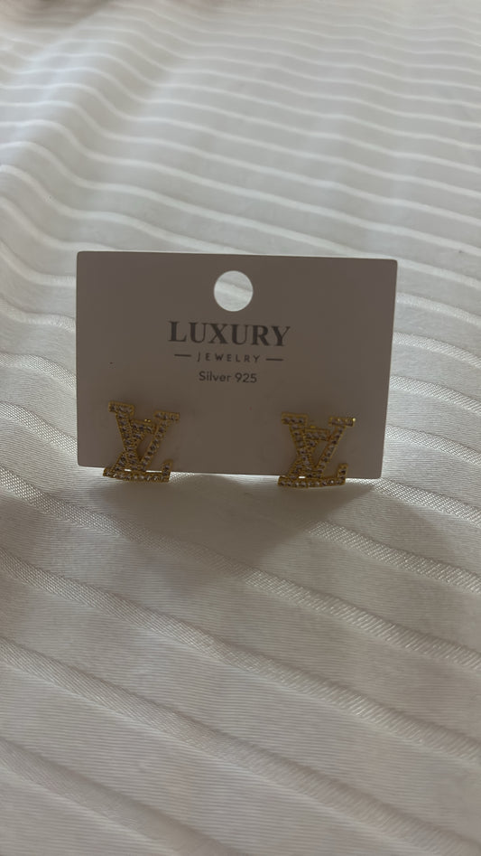 Gold stud earrings L -Rg