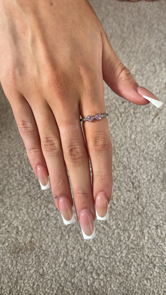 Silver with pink bow ring size 6 -Rg