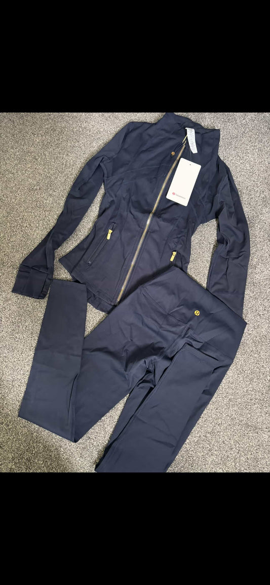 Navy blue & gold lulu gym set Rg