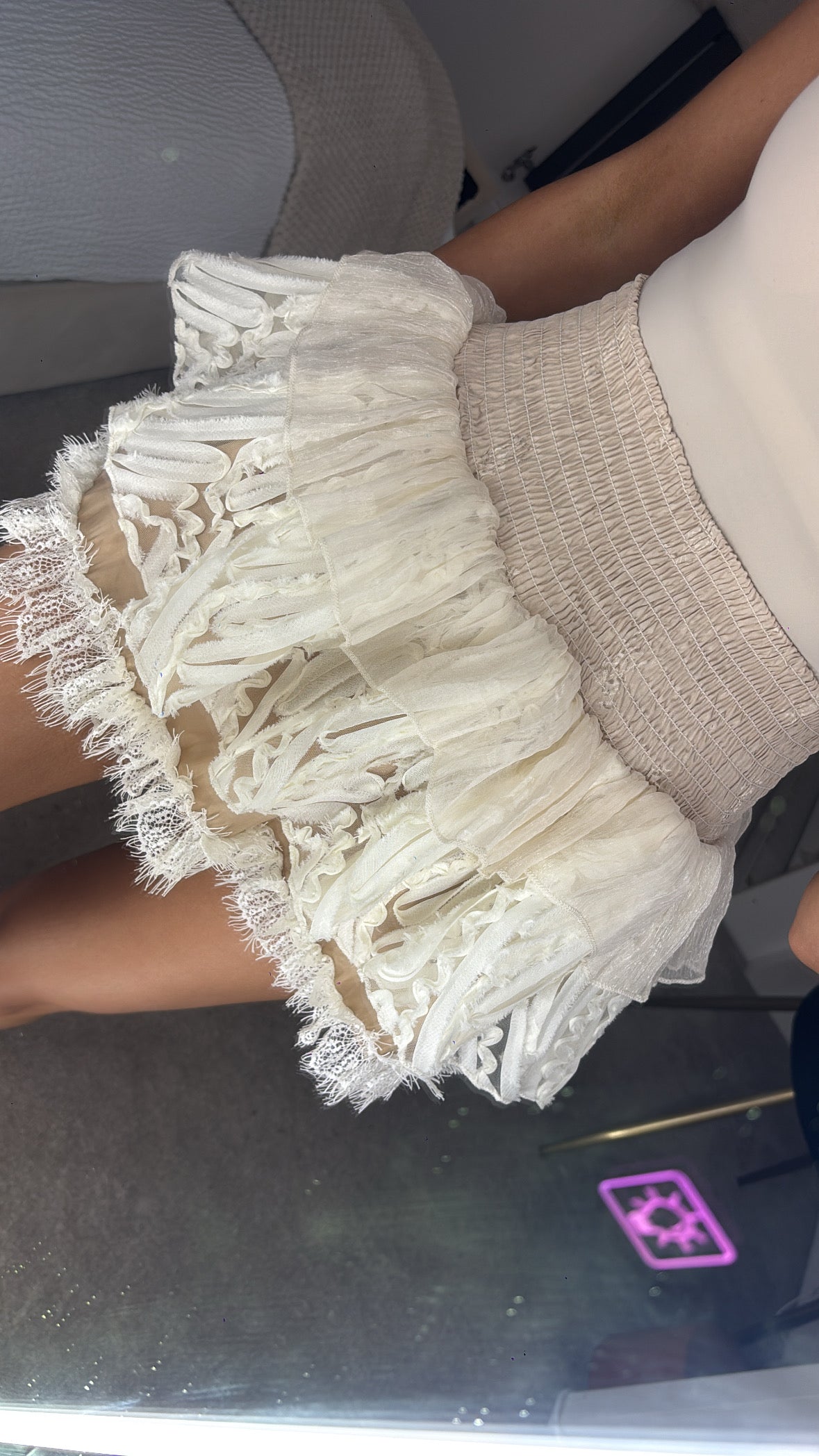 Beige and cream frill lace RaRa skirt