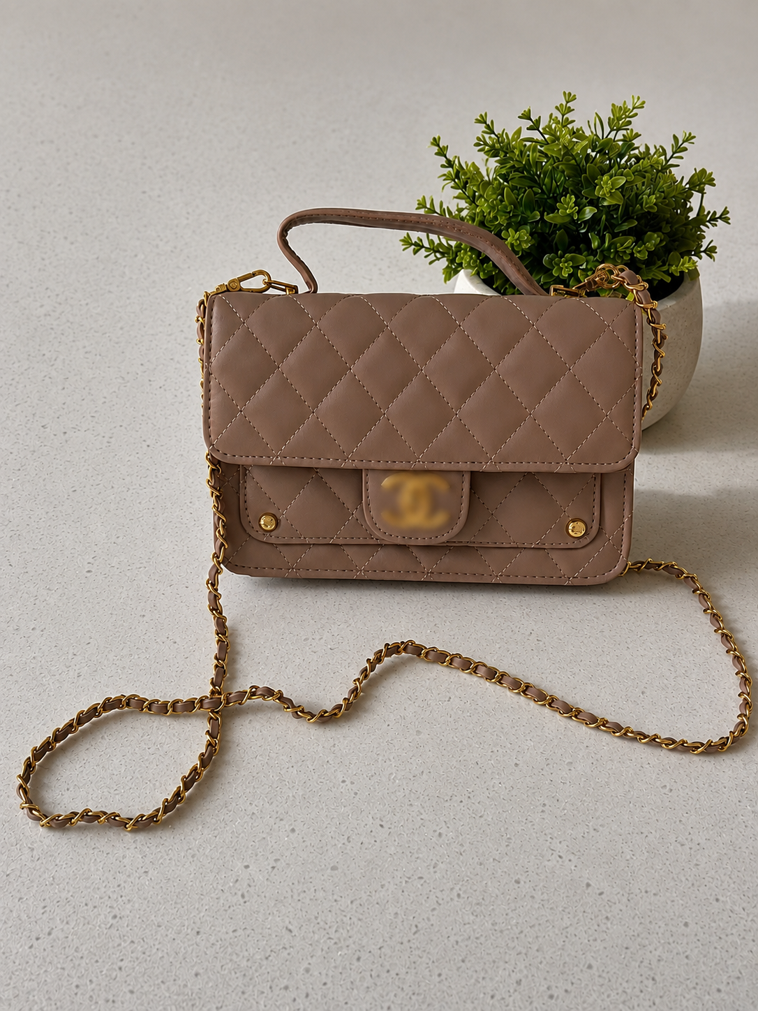 Camel Quilted crossover bag - AG