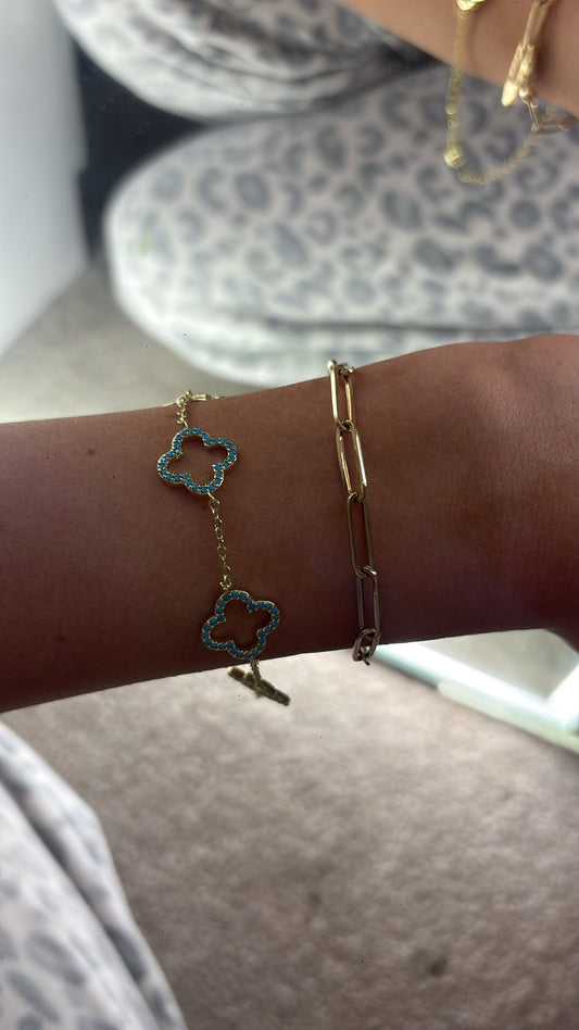 Gold and blue gem bracelet