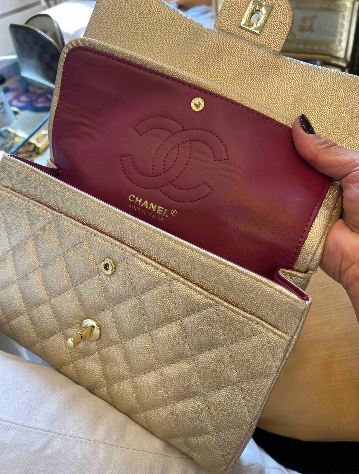 Gold Classic quilted bag - AG