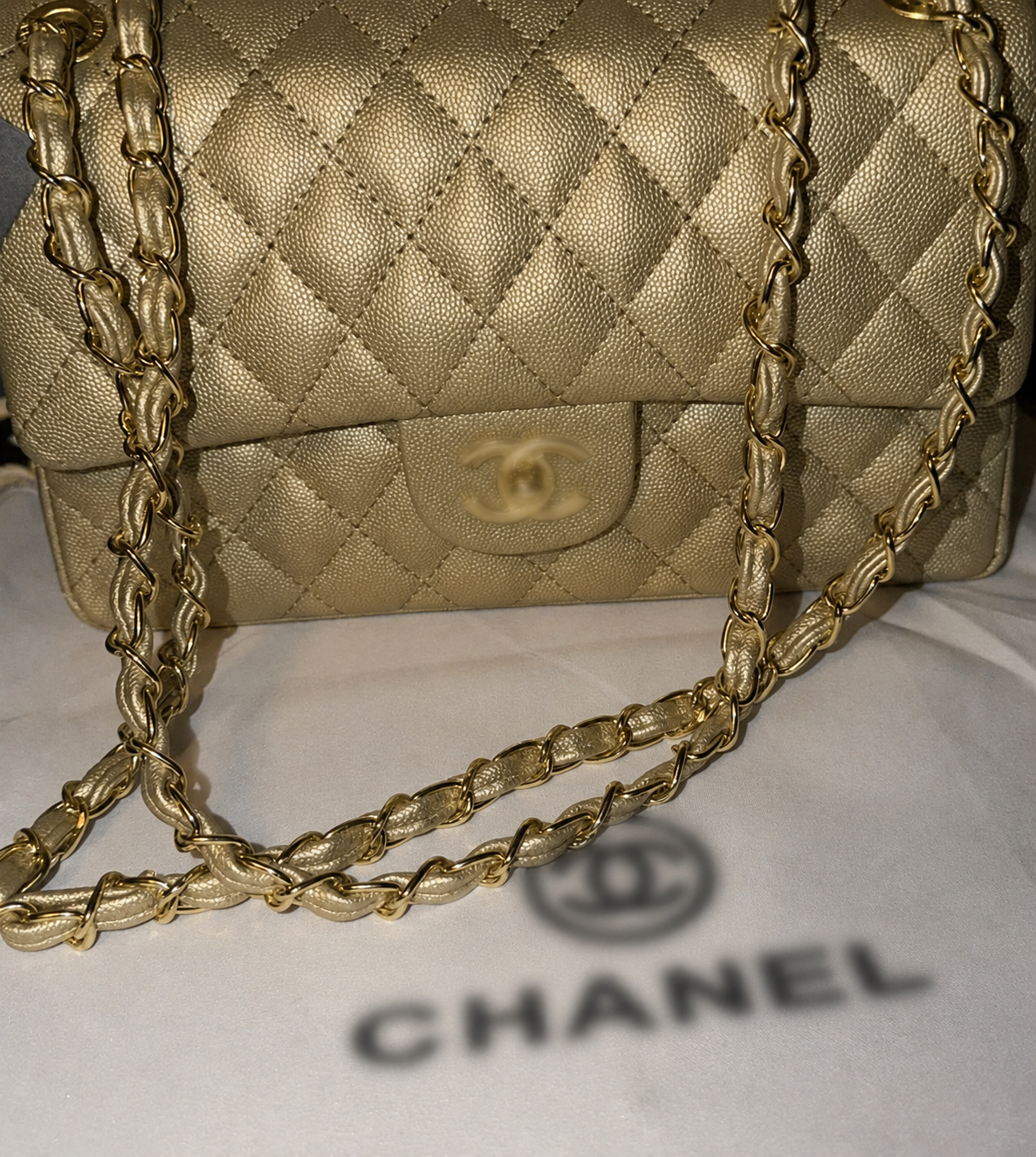 Gold Classic quilted bag - AG