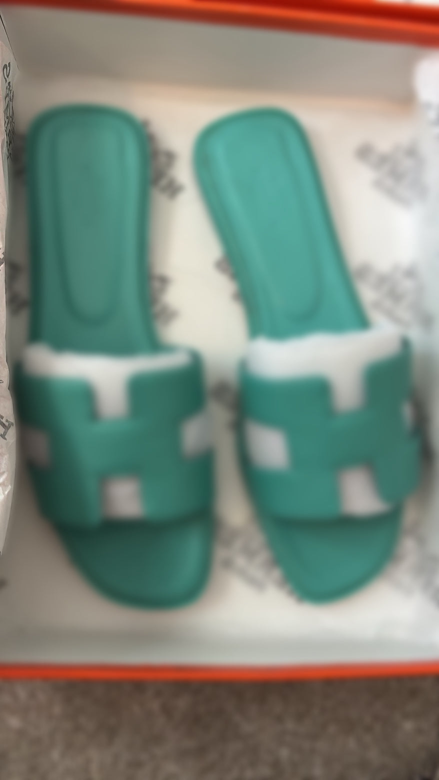 Turquoise sliders size 5