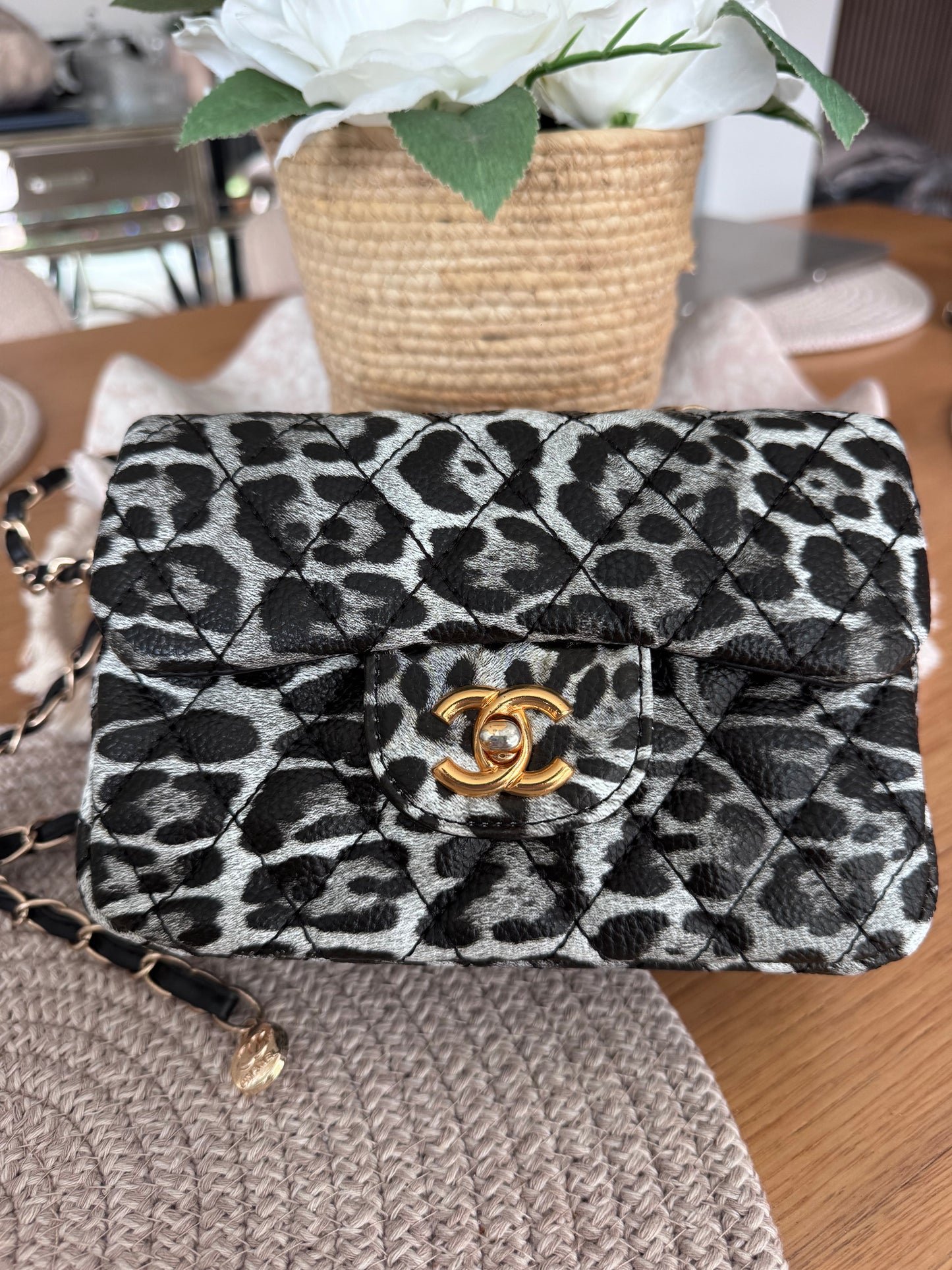Black snow leopard mini bag - AG